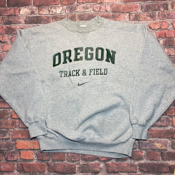 Vintage Nike Oregon Ducks Track Field Gray Sweatshirt Made USA Men's Sz Medium - Picture 1 of 5